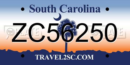 ZC56250 South Carolina License Plate