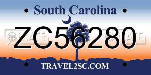 ZC56280 South Carolina License Plate