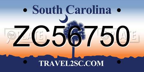 ZC56750 South Carolina License Plate