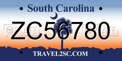 ZC56780 South Carolina License Plate