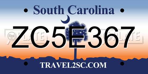 ZC5E367 South Carolina License Plate