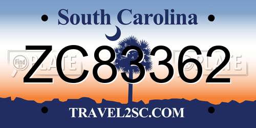ZC83362 South Carolina License Plate