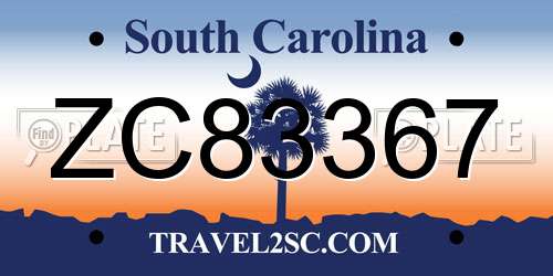 ZC83367 South Carolina License Plate