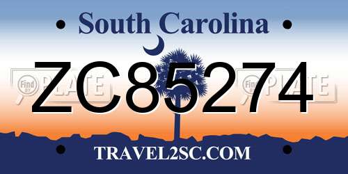 ZC85274 South Carolina License Plate