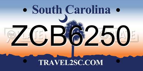 ZCB6250 South Carolina License Plate