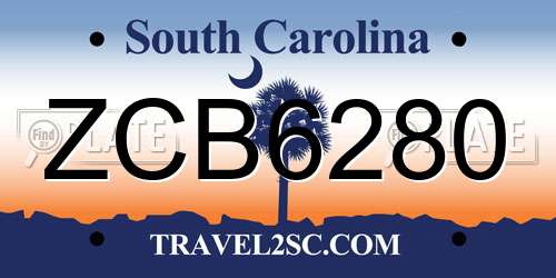 ZCB6280 South Carolina License Plate