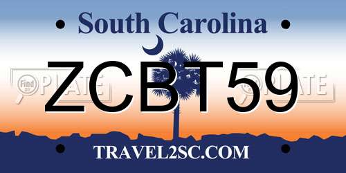 ZCBT59 South Carolina License Plate