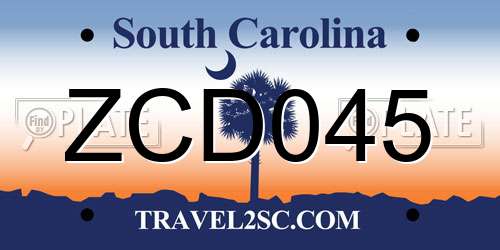ZCD045 South Carolina License Plate