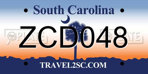 ZCD048 South Carolina License Plate