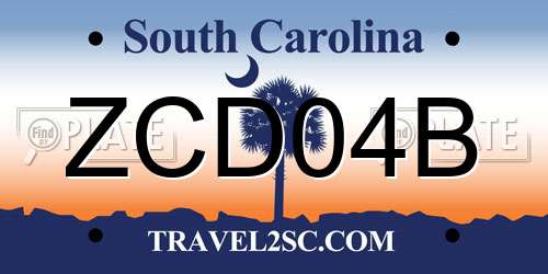 ZCD04B South Carolina License Plate