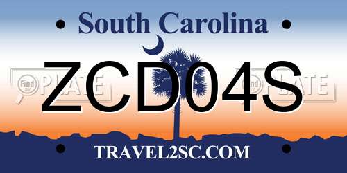 ZCD04S South Carolina License Plate