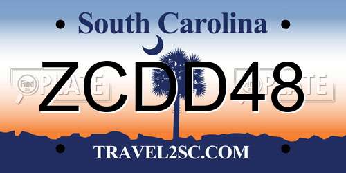 ZCDD48 South Carolina License Plate