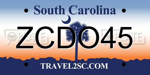 ZCDO45 South Carolina License Plate