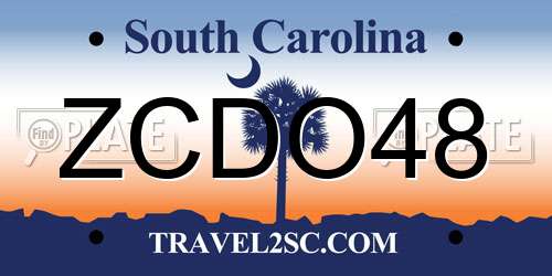 ZCDO48 South Carolina License Plate
