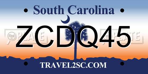 ZCDQ45 South Carolina License Plate