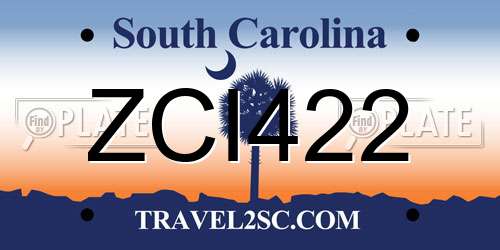 ZCI422 South Carolina License Plate
