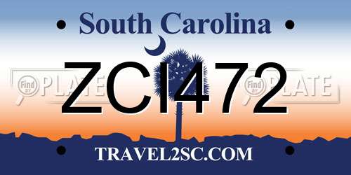ZCI472 South Carolina License Plate