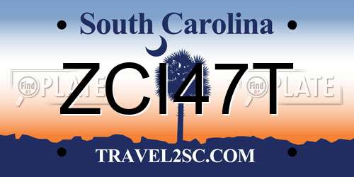 ZCI47T South Carolina License Plate