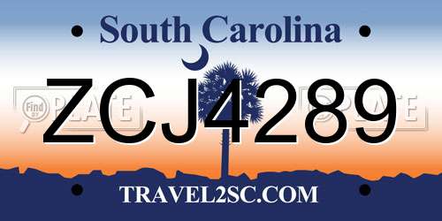 ZCJ4289 South Carolina License Plate