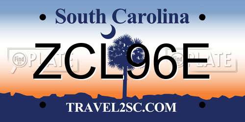 ZCL96E South Carolina License Plate