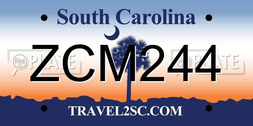 ZCM244 South Carolina License Plate
