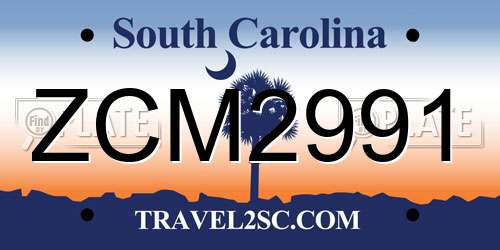 ZCM2991 South Carolina License Plate