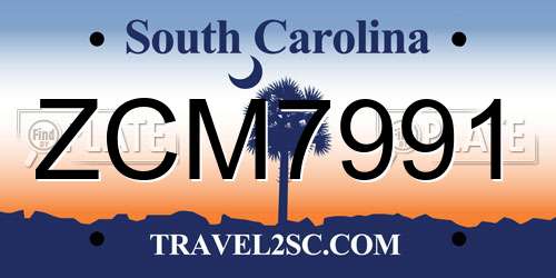 ZCM7991 South Carolina License Plate