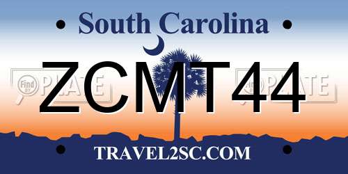 ZCMT44 South Carolina License Plate