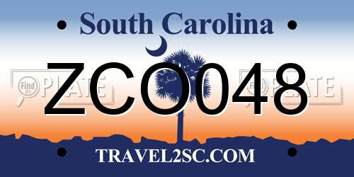 ZCO048 South Carolina License Plate