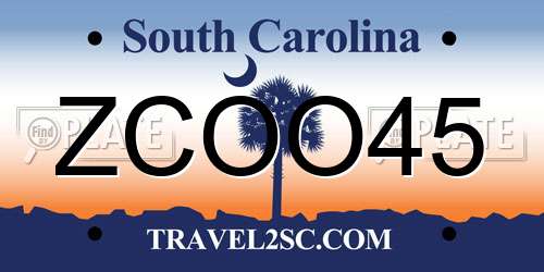 ZCOO45 South Carolina License Plate