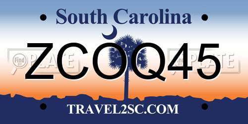 ZCOQ45 South Carolina License Plate