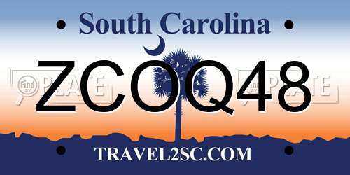 ZCOQ48 South Carolina License Plate