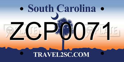 ZCP0071 South Carolina License Plate