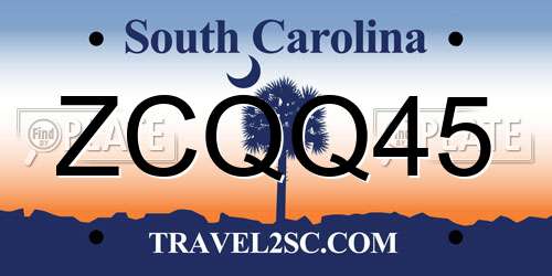 ZCQQ45 South Carolina License Plate