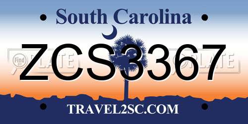 ZCS3367 South Carolina License Plate