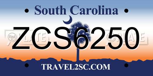 ZCS6250 South Carolina License Plate