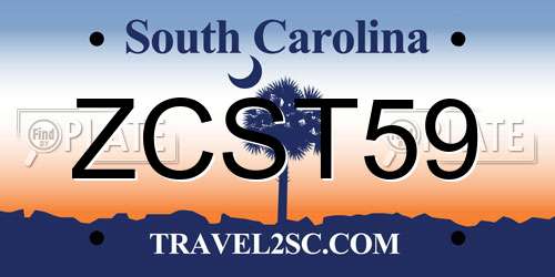 ZCST59 South Carolina License Plate