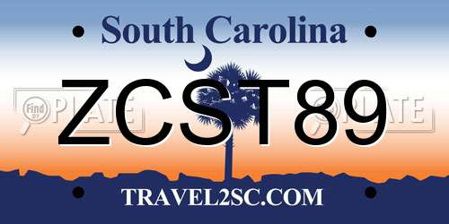 ZCST89 South Carolina License Plate