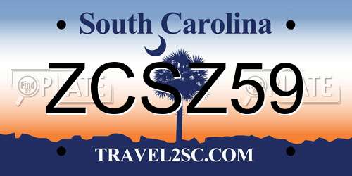 ZCSZ59 South Carolina License Plate