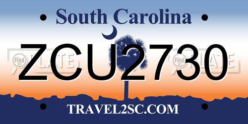 ZCU2730 South Carolina License Plate