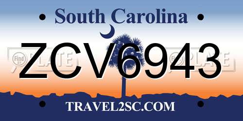 ZCV6943 South Carolina License Plate