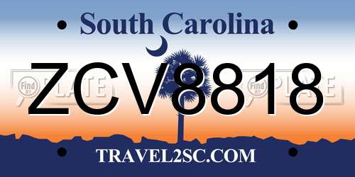 ZCV8818 South Carolina License Plate