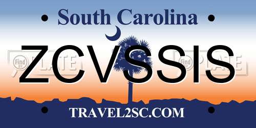 ZCVSSIS South Carolina License Plate