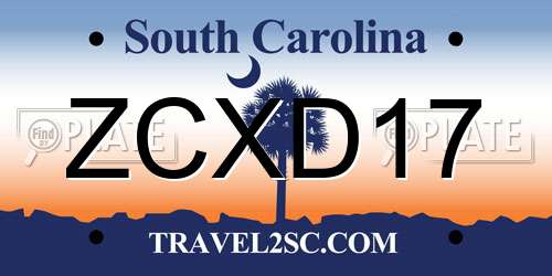 ZCXD17 South Carolina License Plate