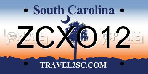 ZCXO12 South Carolina License Plate