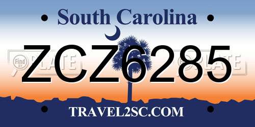ZCZ6285 South Carolina License Plate