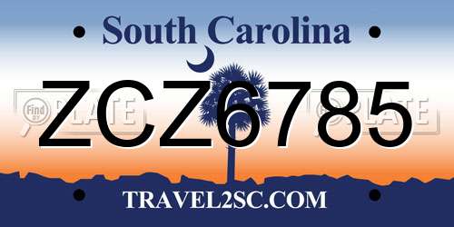 ZCZ6785 South Carolina License Plate