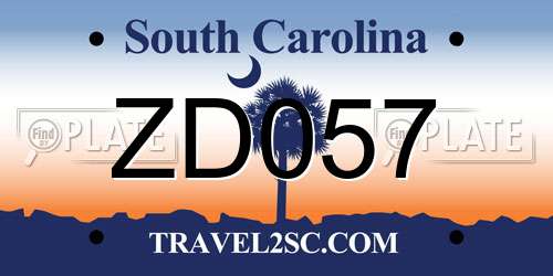 ZD057 South Carolina License Plate