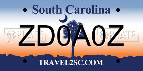 ZD0A0Z South Carolina License Plate
