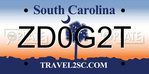 ZD0G2T South Carolina License Plate